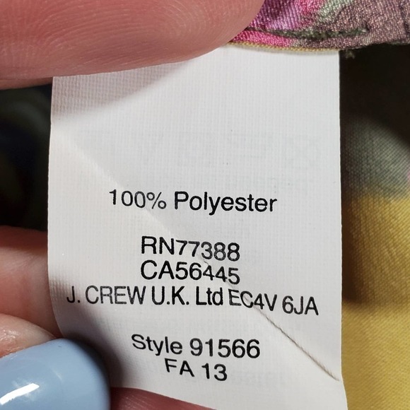 J. Crew Scoopneck Floral Print 3/4 Sleeve Blouse Pink Yellow Size XS - Picture 8 of 9